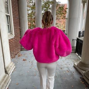 Hot Pink Fuzzy Jacket with pockets! Size Small! Worn Once! Elle Woods
